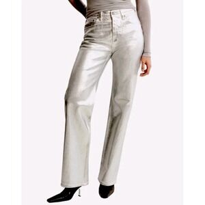 Almost Famous Juniors Size 0 Dad Jean Metallic Silver Club Dancing Costume Pants